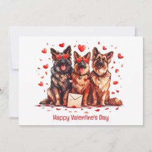Happy Valentines Day German Shepherd Dogs Holiday Card