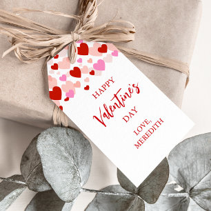 Happy Valentine's Day Gift Tag, Red & Pink Hearts Tags