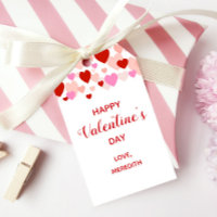 Happy Valentine's Day Gift Tag, Red & Pink Hearts