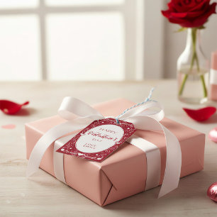 Happy Valentine's Day Gift Tag with Hearts and Ele