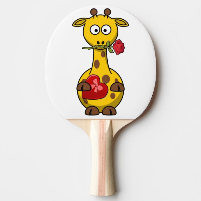 "HAPPY VALENTINE'S DAY" GIRAFFE PING PONG PADDLE (Front)