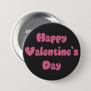Happy Valentine's Day Glitter Button