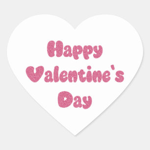 Happy Valentine's Day Glitter Heart Sticker