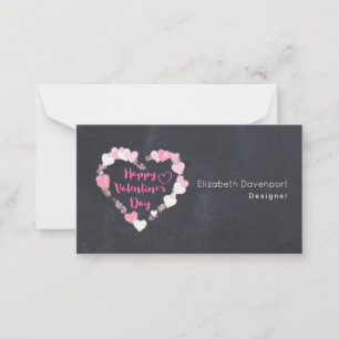Happy Valentine's Day Glittery Pink Hearts Note Card