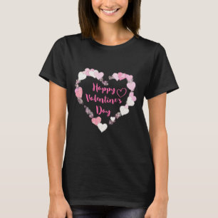 Happy Valentine's Day Glittery Pink Hearts T-Shirt