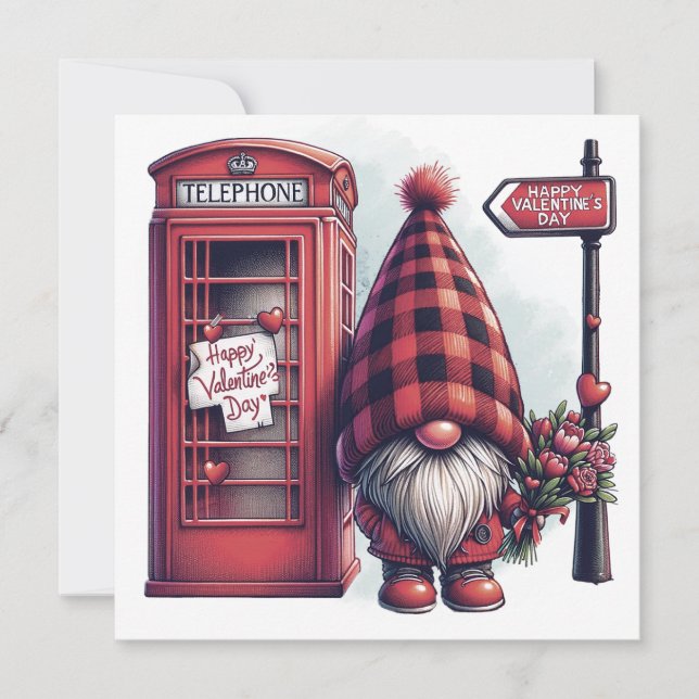 Happy Valentine's Day Gnome Holiday Card (Front)