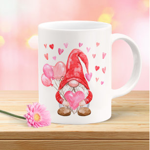 Happy Valentine's Day Gnome with Heart and Baloon Coffee Mug