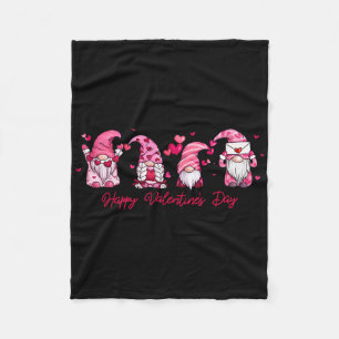 Happy Valentine's Day Gnome With Heart Cute Gnome Fleece Blanket