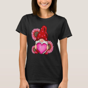 Happy Valentine's Day Gnome With Leopard Heart Sun T-Shirt