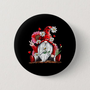 Happy Valentine's Day Gnome With Leopard Sunflower 2 Inch Round Button