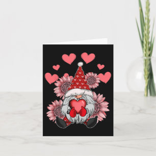 Happy Valentine's Day Gnome With Leopard Sunflower Card