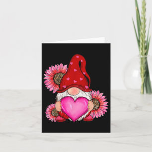 Happy Valentine's Day Gnome With Leopard Sunflower Card