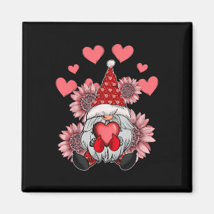 Happy Valentine's Day Gnome With Leopard Sunflower Magnet