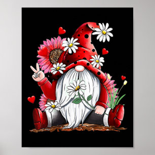 Happy Valentine's Day Gnome With Leopard Sunflower Poster