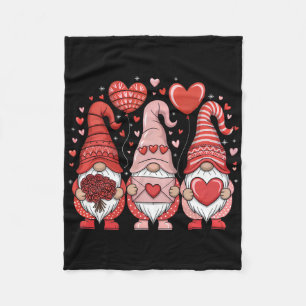 Happy Valentine's Day Gnomes Heart Cute Love Valen Fleece Blanket