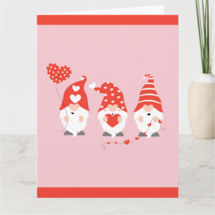 Happy Valentines Day Gnomes Red Card