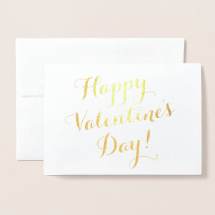 Happy Valentine's Day gold script calligraphy Foil Card
