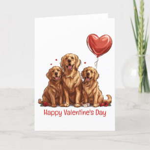 Happy Valentines Day Golden Retriever Dog Holiday Card