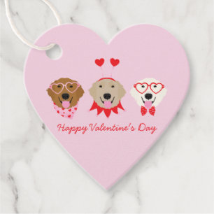 Happy Valentines Day Golden Retriever Dogs Favour Tags