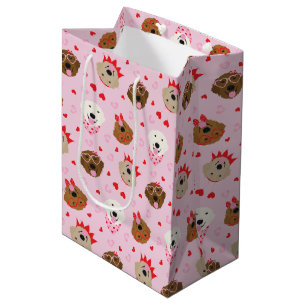 Happy Valentines Day Golden Retriever Dogs Medium Gift Bag