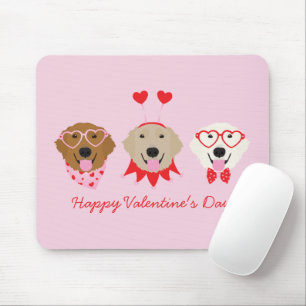Happy Valentines Day Golden Retriever Dogs Mouse Pad