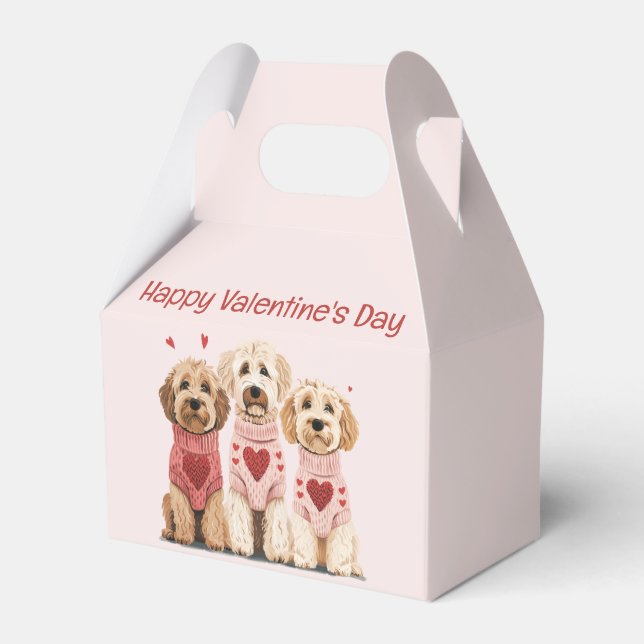 Happy Valentines Day Goldendoodle Dogs Favor Box (Front Side)