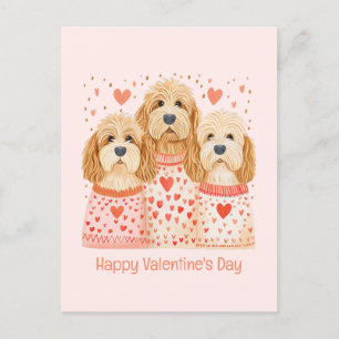 Happy Valentines Day Goldendoodle Dogs Postcard
