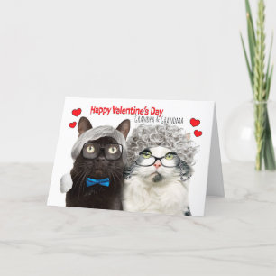 Happy Valentines Day Grandma and Grandpa Cats Holiday Card