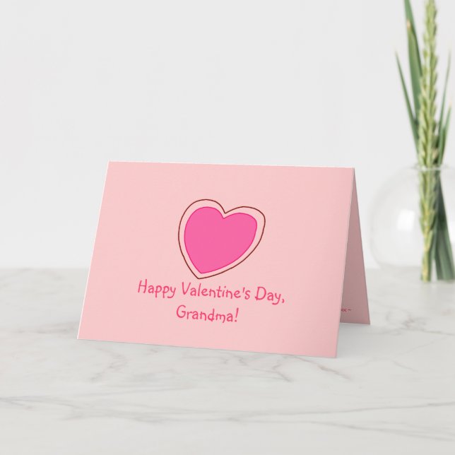 "Happy Valentine's Day, Grandma!" [pink heart 1] Holiday Card (Front)