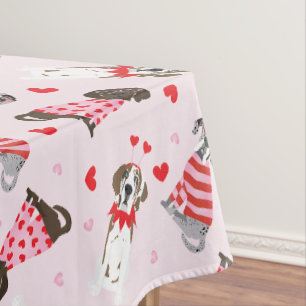Happy Valentines Day Great Dane Dogs Tablecloth