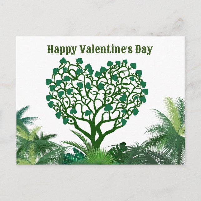 happy valentine's day green natural gift  holiday postcard (Front)