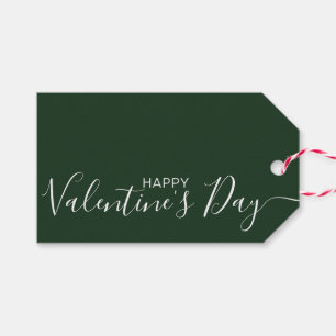 Happy Valentine's Day Green White Modern Gift Tags