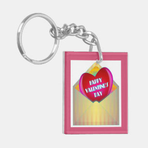 "HAPPY VALENTINE'S DAY" GREETING CARD KEYCHAIN