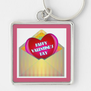 "HAPPY VALENTINE'S DAY" GREETING CARD KEYCHAIN