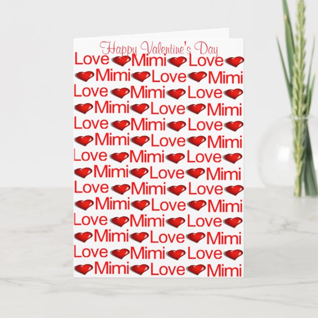 Happy Valentine's Day Greeting Card Mimi Red Heart (Front)