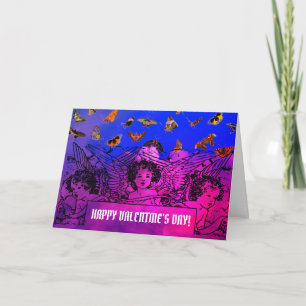 HAPPY VALENTINE'S DAY GREETING CARD WITH ANGELS