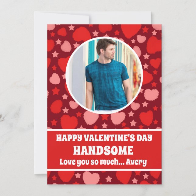 Happy Valentine's Day Handsome Photo Card (Front)
