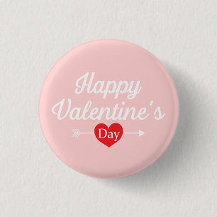 Happy Valentine's Day Heart 1 Inch Round Button