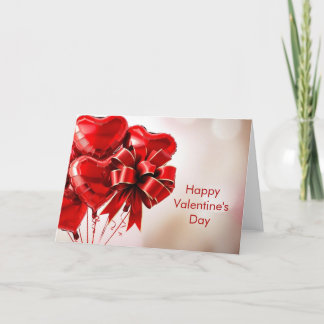 Happy Valentines Day Heart Balloons Holiday Card