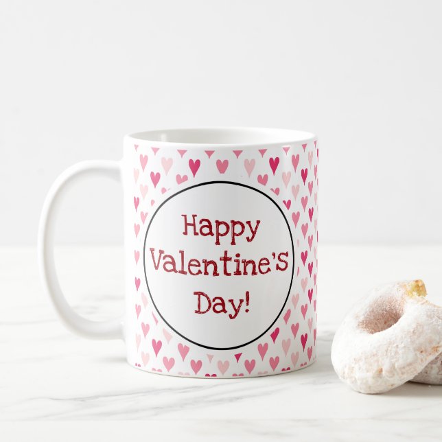 Happy Valentine's Day Heart Coffee Mug (With Donut)