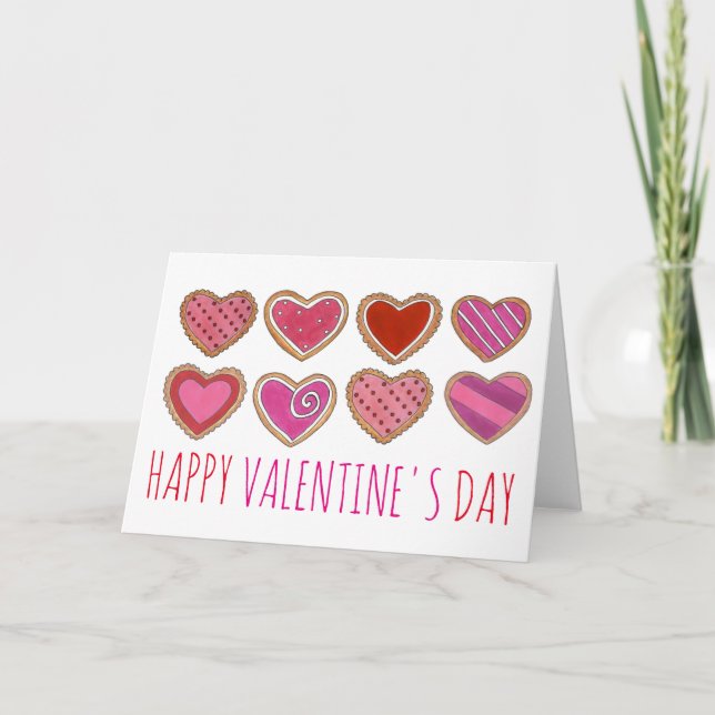 Happy Valentine's Day Heart Cookie Valentine Card (Front)
