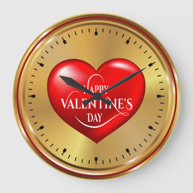 Happy Valentine's Day Heart Design  Large Clock (Front)