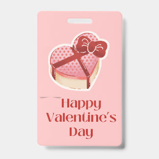 Happy Valentine's Day Heart Gift Box Tag Badge