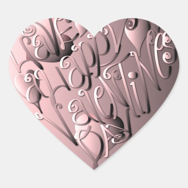 "Happy Valentine's Day" Heart Heart Sticker (Front)