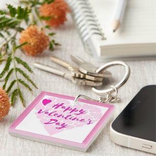 "HAPPY VALENTINE'S DAY" HEART KEYCHAIN