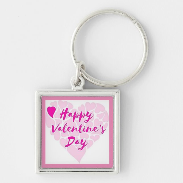 "HAPPY VALENTINE'S DAY" HEART KEYCHAIN (Front)