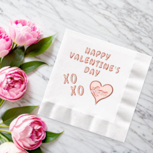 Happy Valentine's Day Heart Kiss Hug Foil Napkins