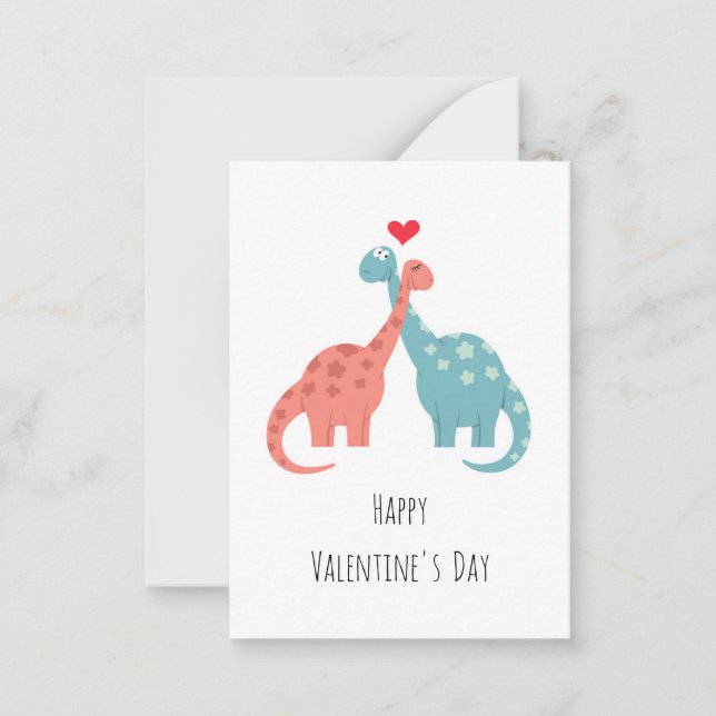 Happy Valentine's Day Heart Love Dinosaurs Card (Front)