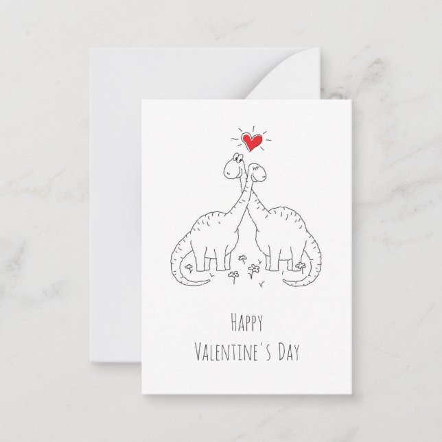 Happy Valentine's Day Heart Love Dinosaurs Card (Front)
