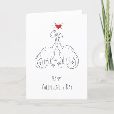 Happy Valentine's Day Heart Love Dinosaurs